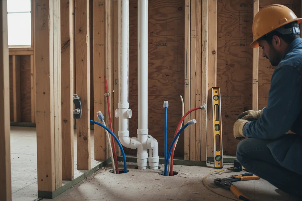 Drain and supply rough-in during Drain Cleaning in Coraopolis