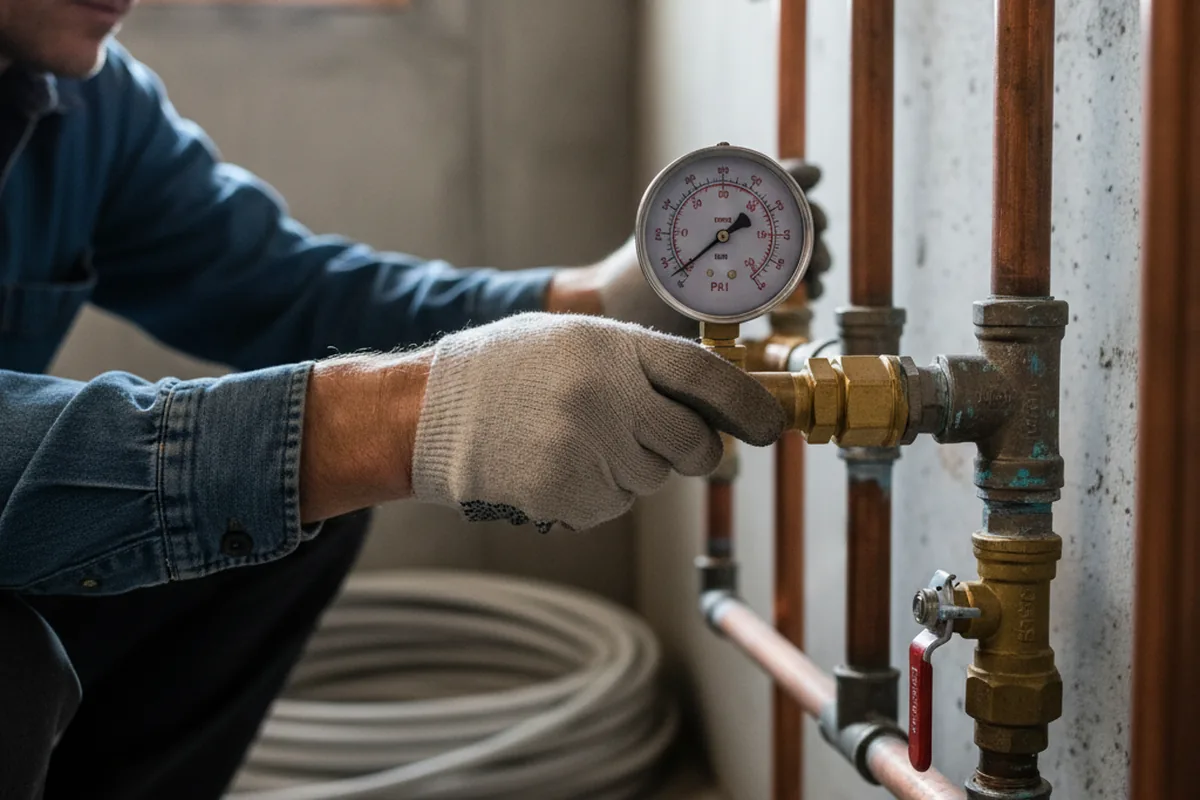 Pressure testing a repaired line during Water Line Repair in Coraopolis